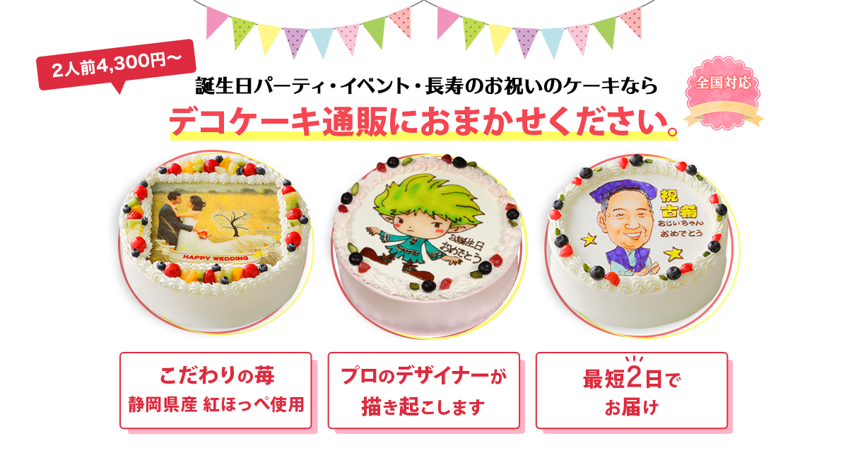 デコケーキ通販ならデコレーションケーキが2人前3 680円